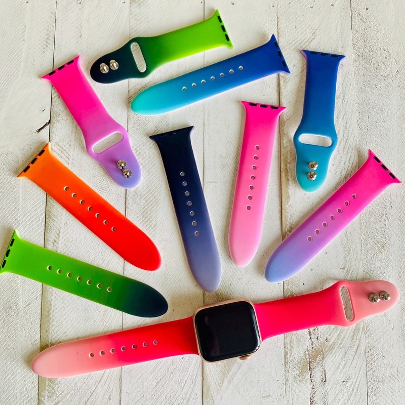Ombre’ Print Silicone Band For Apple Watch Multiple Colors Available Rainbow