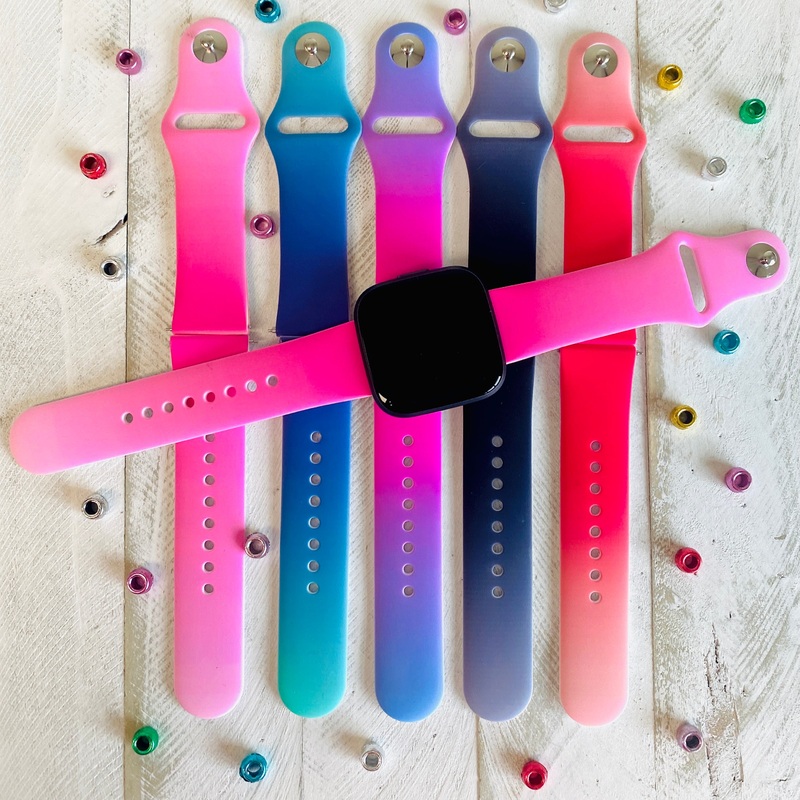 Ombre’  Print Silicone Band For Fitbit Versa 1/2 Multiple Colors Available Purple