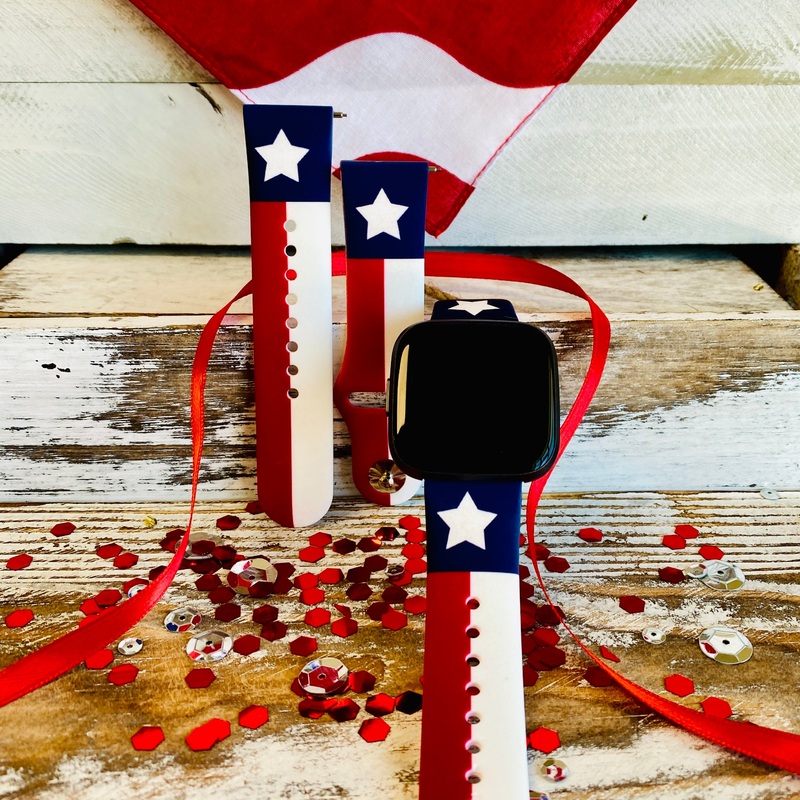 Texas Flag Print Silicone Band For Fitbit Versa 1/2