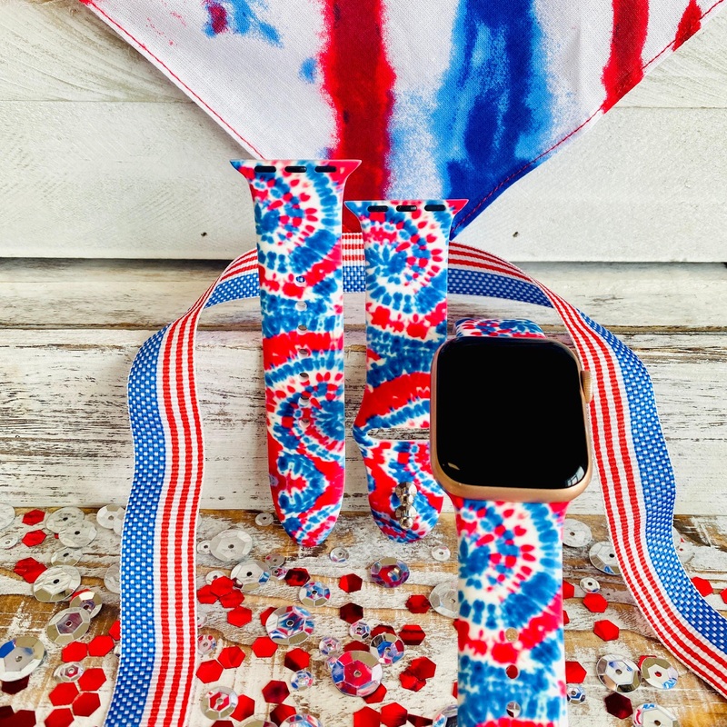American Tie Dye Print Silicone Band For Apple Watch