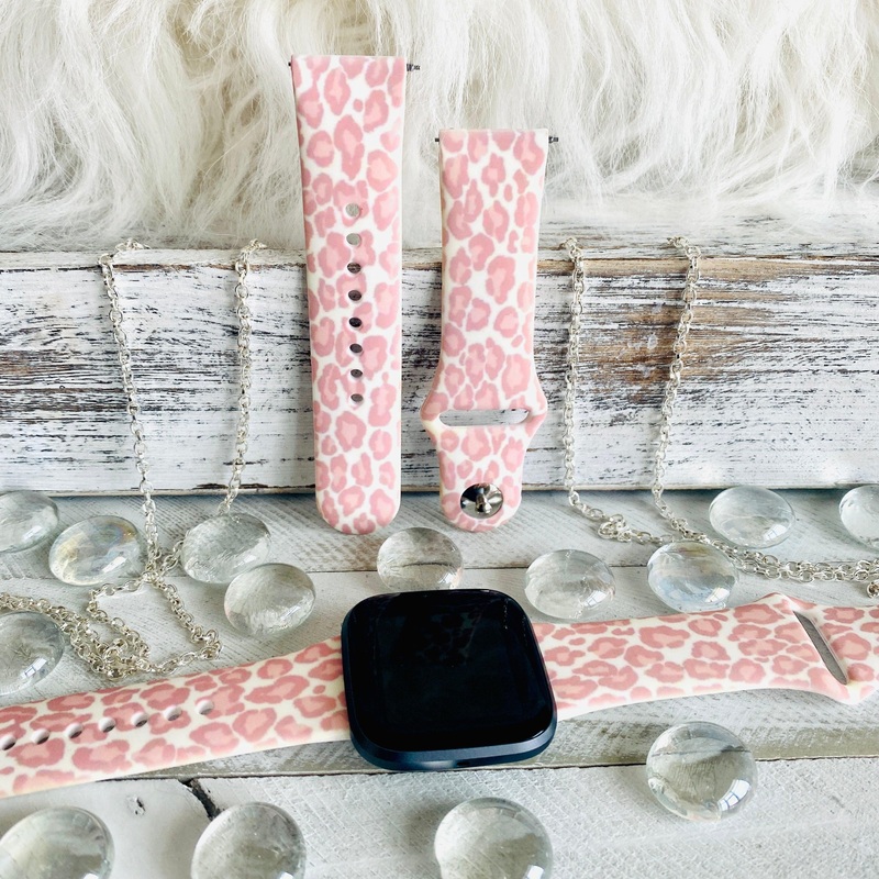 Blush Leopard Print Silicone Band For Fitbit Versa 1/2
