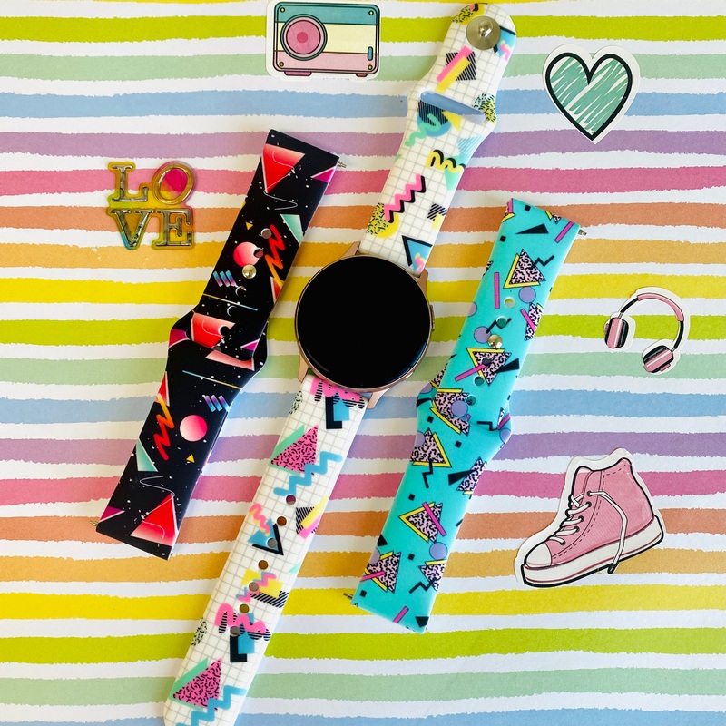Retro Print Silicone Band For Samsung Watch Multiple Colors Available Black