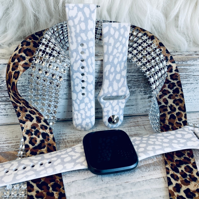 Snow Leopard Print Silicone Band For Fitbit Versa 1/2