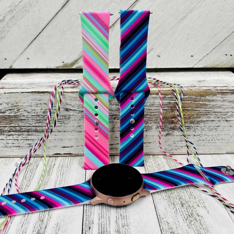So Cute Stripes Print Silicone Band For Samsung Watch Multiple Colors Available Pink