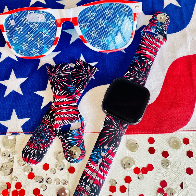 USA Fireworks Print Silicone Band For Fitbit Versa 1/2