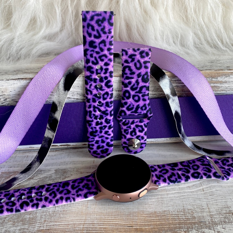 Purple Leopard Print Silicone Band For Samsung Watch