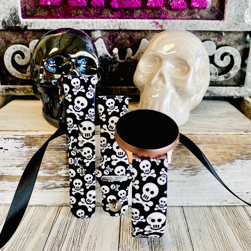 Skull And Crossbones Print Silicone Band For Samsung Watch