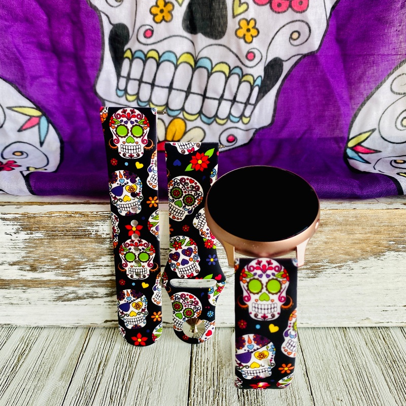 Sugar Skull Print Silicone Band For Samsung Watch
