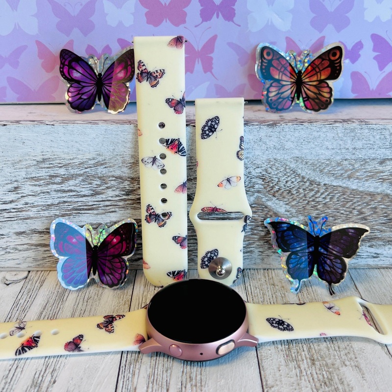 Butterfly Print Silicone Band For Samsung Watch