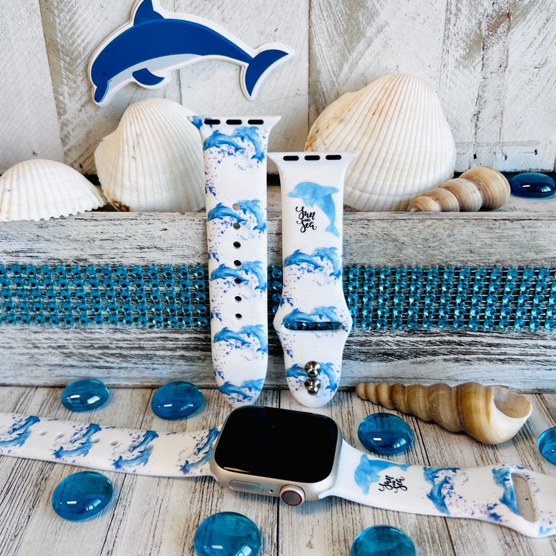 Dolphin Vibes Print Silicone Band For Apple Watch