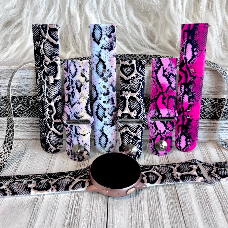 Snakeskin Print Silicone Band For Samsung Watch Multiple Colors Available Pink