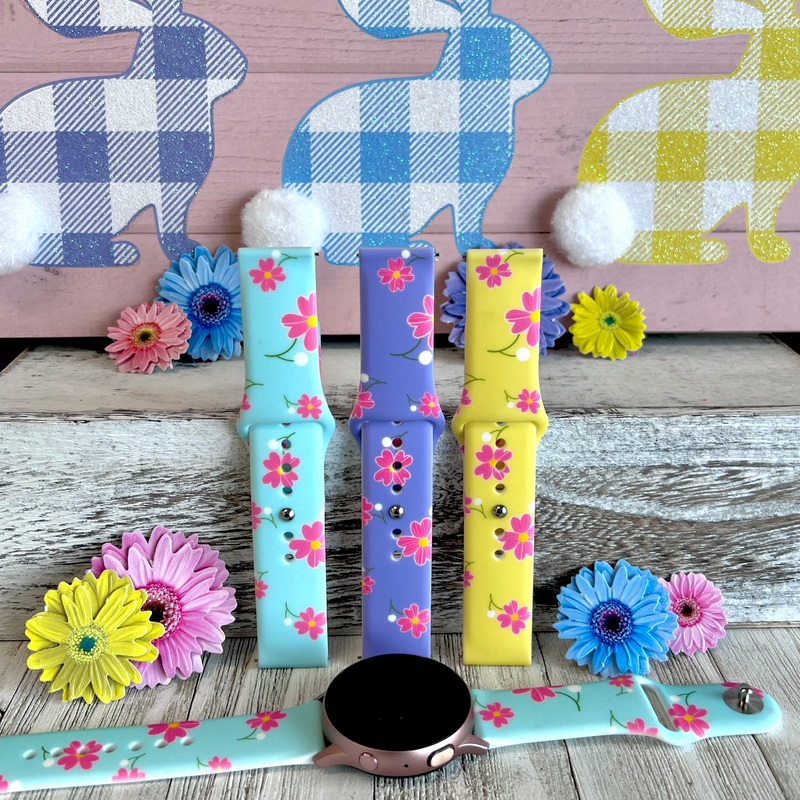 Spring Florals Print Silicone Band For Samsung Watch Multiple Colors Available Yellow