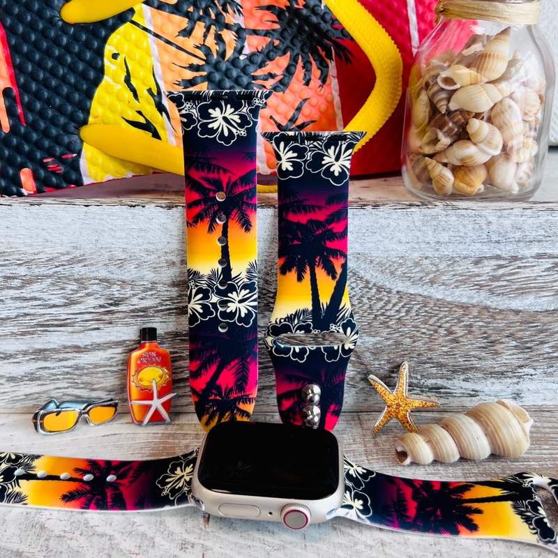 Hawaiian Shirt Print Silicone Band For Apple Watch