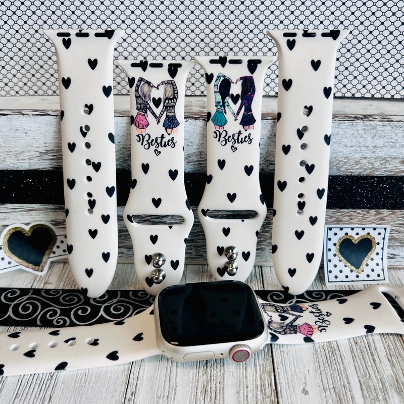 Besties Print Silicone Band For Apple Watch (Two Colors Available) Blonde