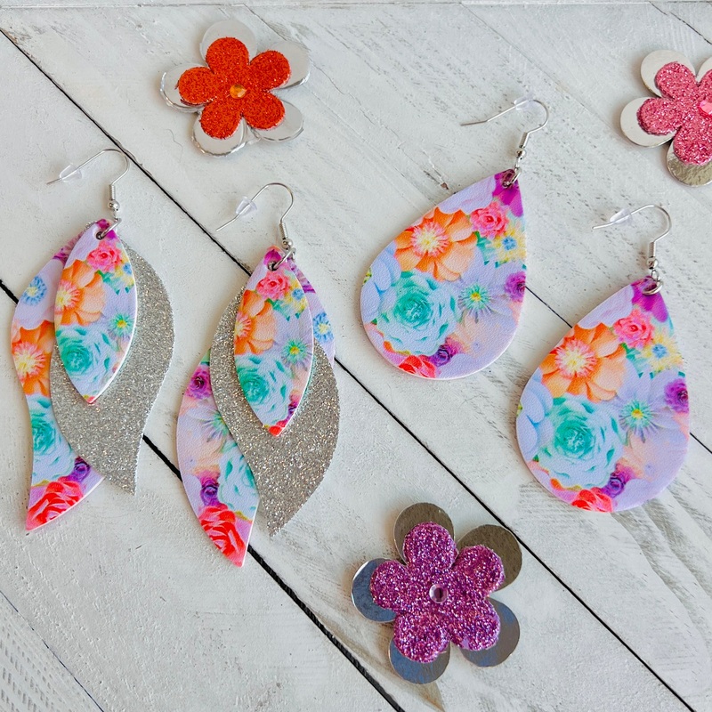 Spring Bouquet Faux Leather Teardrop Ear Bling Two Styles Available