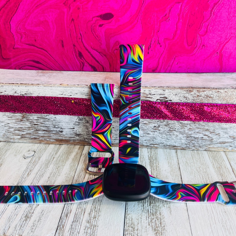 Neon Taffy Print Silicone Band For Fitbit Versa 3/4/Sense