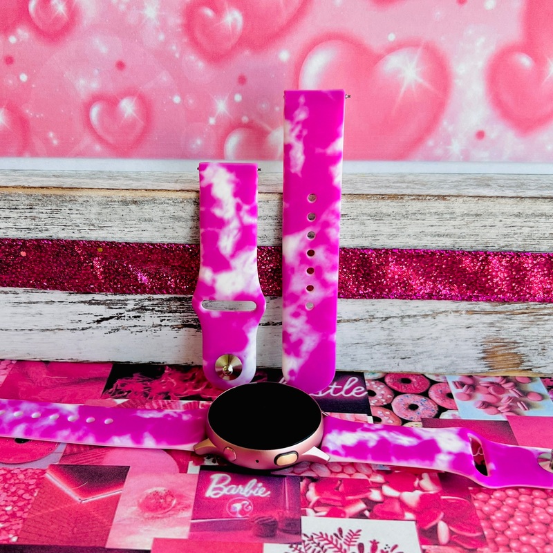 Princess Pink Tie Dye Print Silicone Band For Samsung Watch