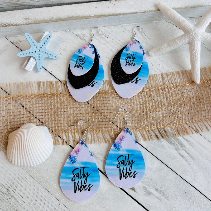 Salty Vibes Faux Leather Teardrop Ear Bling Two Styles Available
