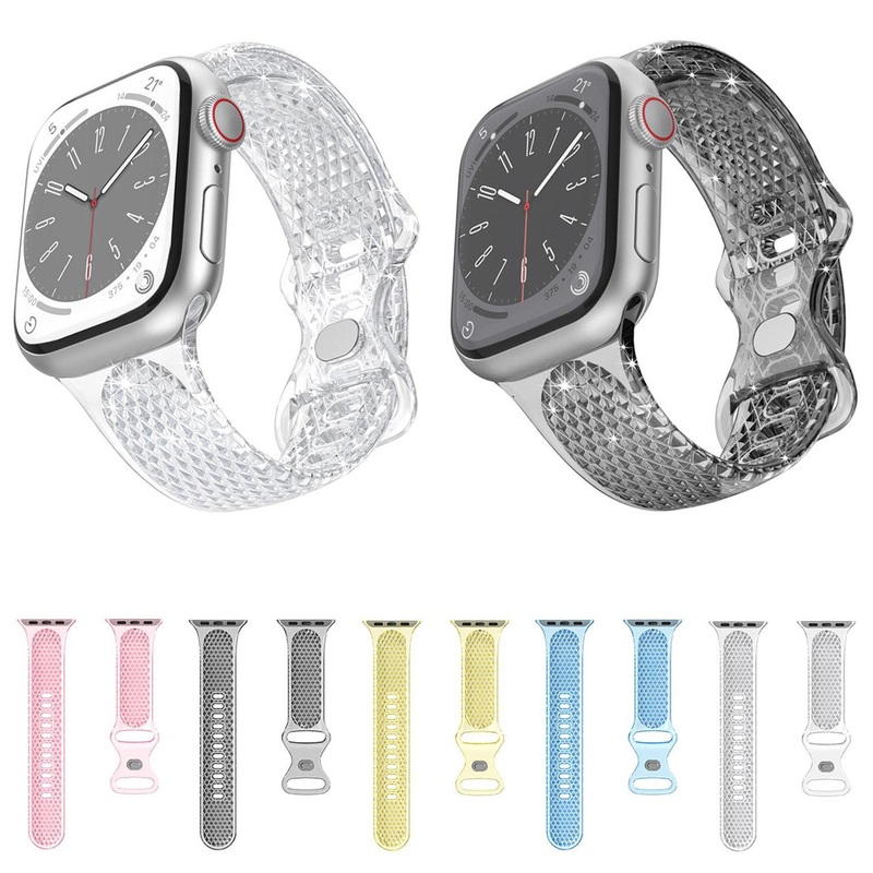 ClearGlide JellyGroove Silicone Sport Band For Apple Watch Multiple Colors Available Clear