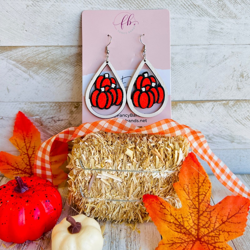 Pumpkin Patch Wooden Drop Ear Bling
