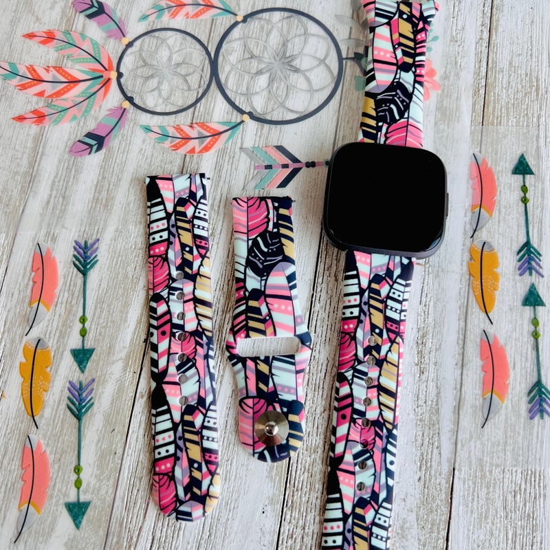 Bohemian Feathers Print Silicone Band For Fitbit Versa 1/2