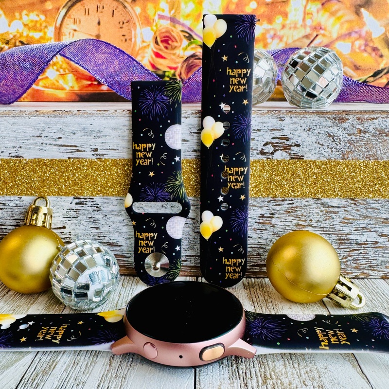 Happy New Year Print Silicone Band For Samsung Watch