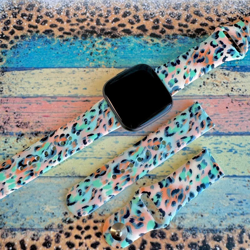 Wild Turquoise Leopard Print Silicone Band For Fitbit Versa 1/2