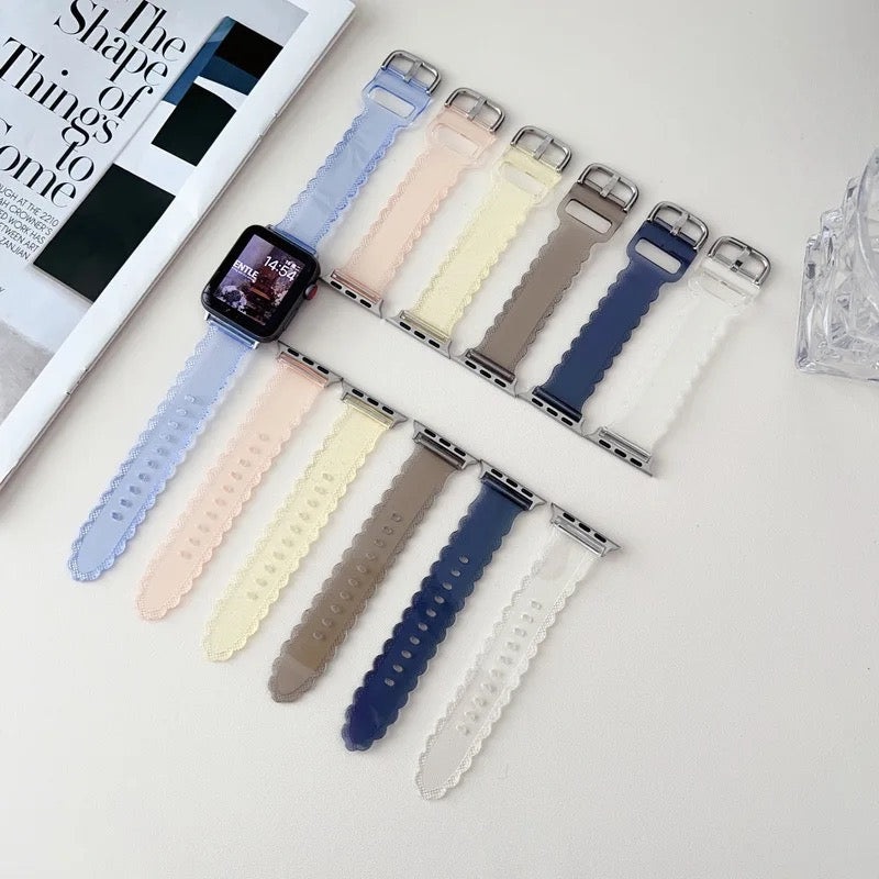Petal Edge Clear Silicone Sport Band For Apple Watch Multiple Colors Available Clear