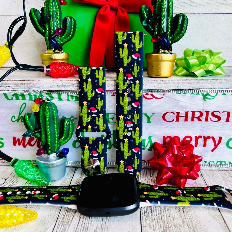 Cactus Christmas Print Silicone Band For Fitbit Versa 1/2