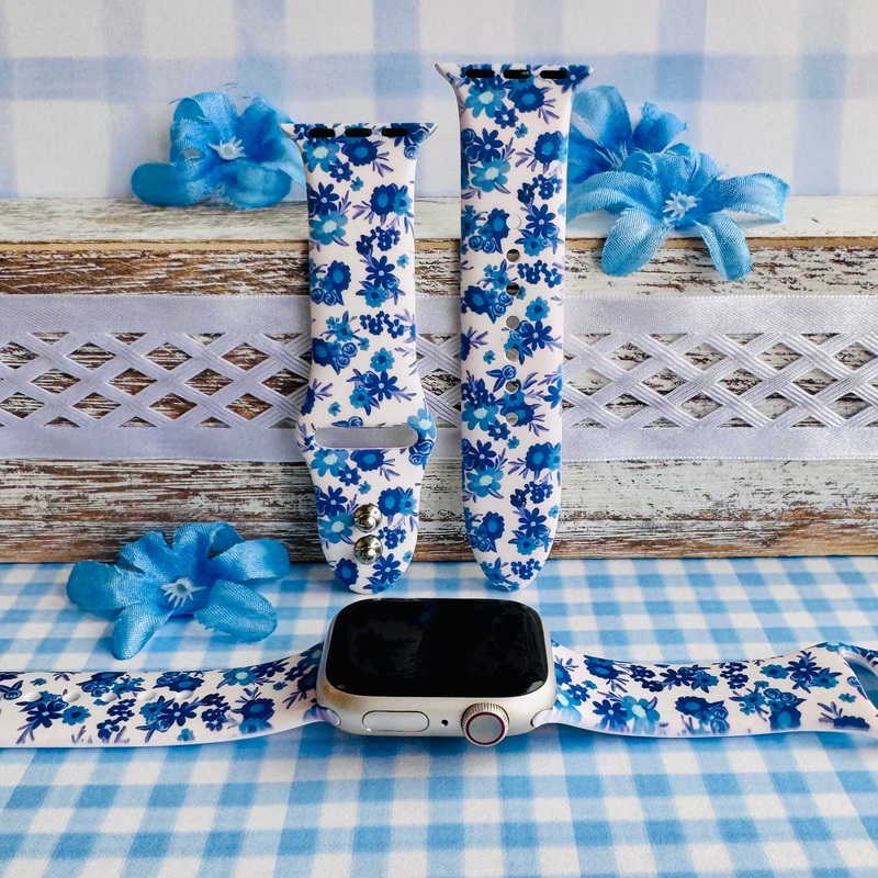 Cottage Blooms Print Silicone Band For Apple Watch