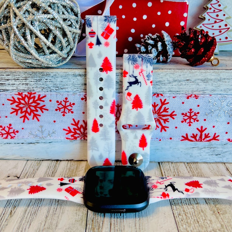 Festive Fancy Holiday Print Silicone Band For Fitbit Versa 1/2