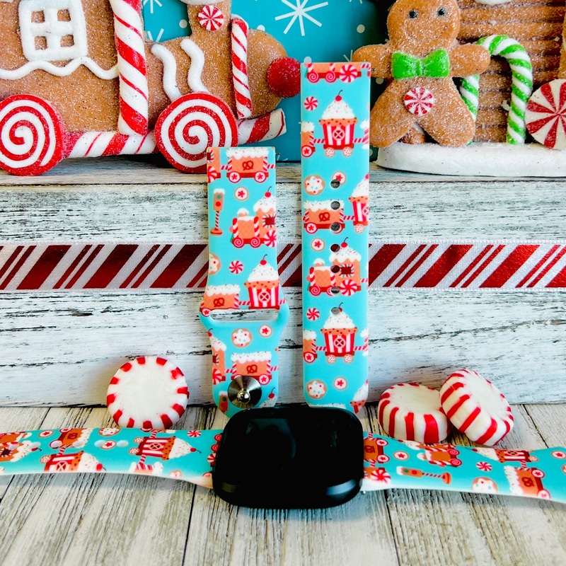 Gingerbread Train Print Silicone Band For Fitbit Versa 1/2
