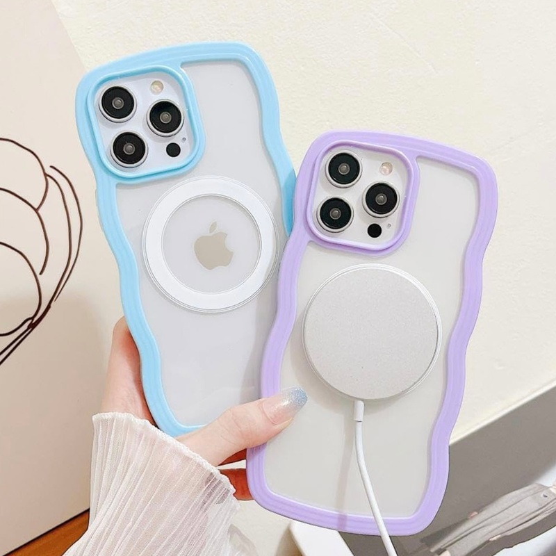 Jelly Pop Clear Wavy Luxe MagSafe Case for iPhone Multiple Colors Available Black Licorice