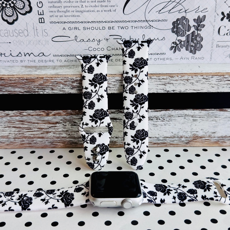 Midnight Bloom Print Silicone Band For Apple Watch