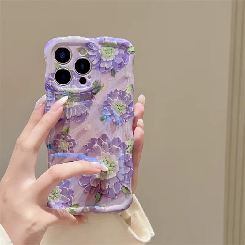 Purple Wildflower Wavy Luxe MagSafe Case for iPhone