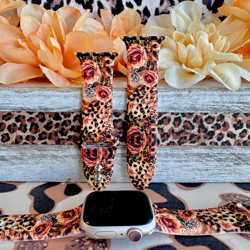 Savage Rose Print Silicone Band For Apple Watch