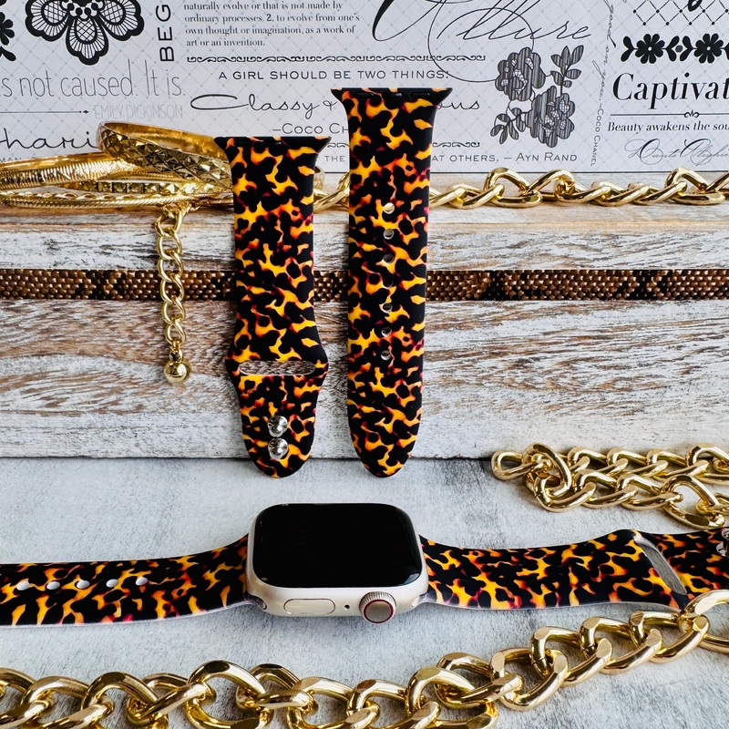 Wild Tortoise Shell Print Silicone Band For Apple Watch