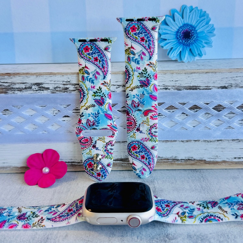 Boho-Paisley Breeze Print Silicone Band For Apple Watch