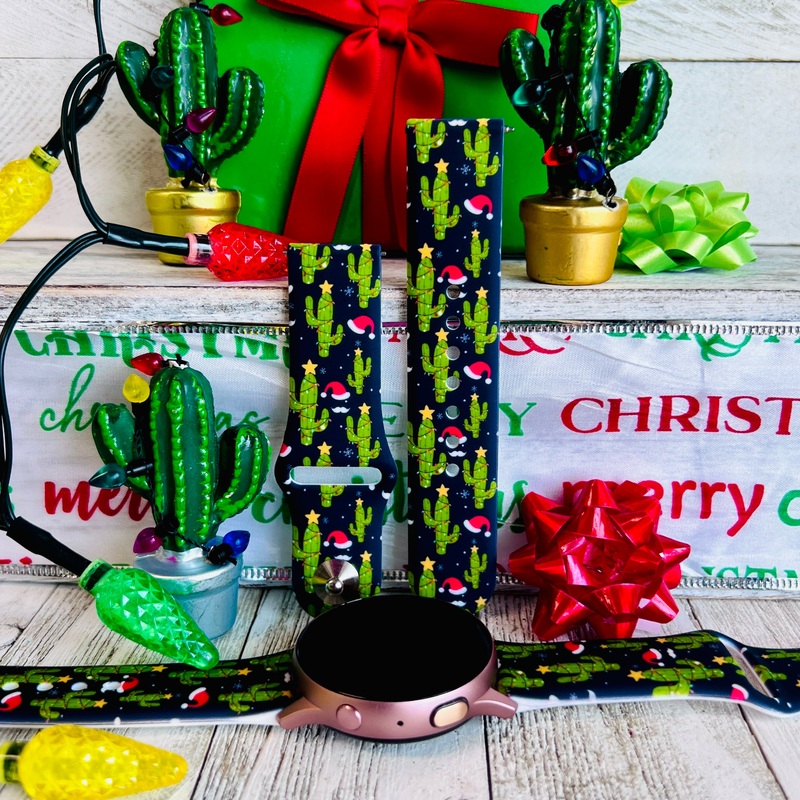 Cactus Christmas Print Silicone Band For Samsung Watch