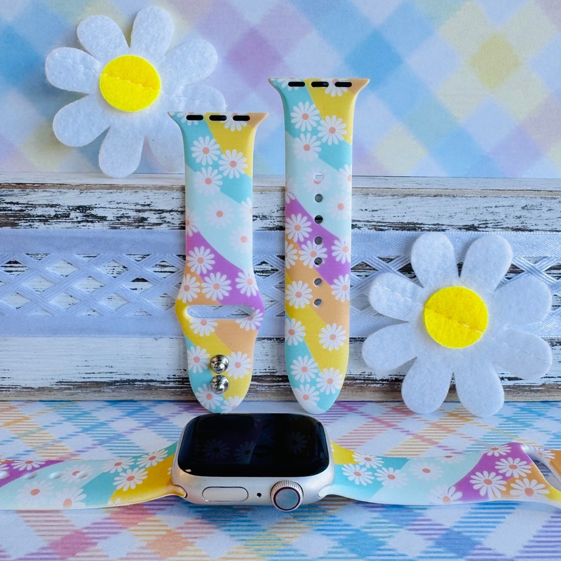 Daisy Dream Print Silicone Band For Apple Watch