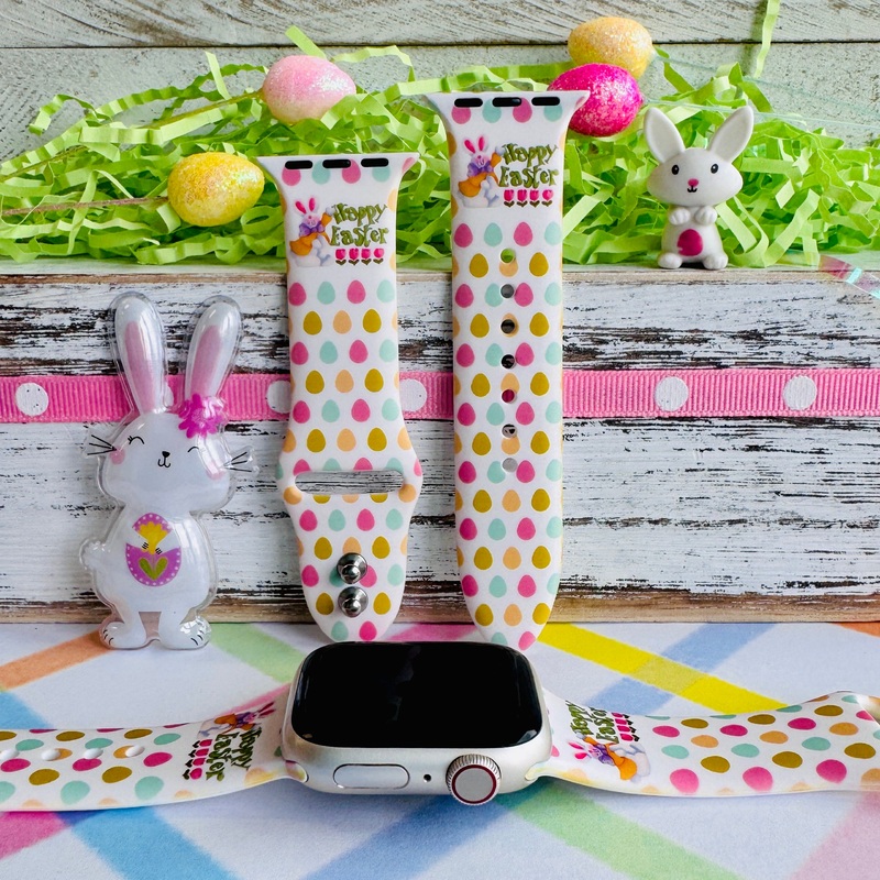 Happy Easter Print Silicone Band For Apple Watch
