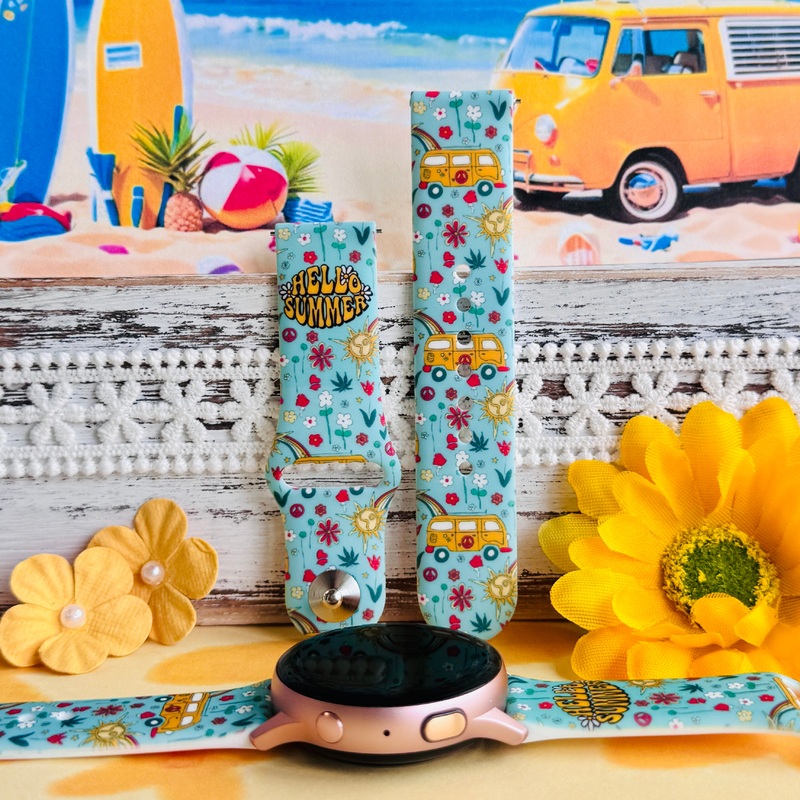 Beach Bus Babe Print Silicone Band For Samsung Watch