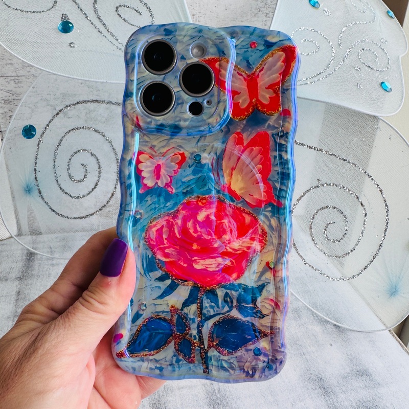 Butterfly Blossoms Wavy Luxe MagSafe Case for iPhone