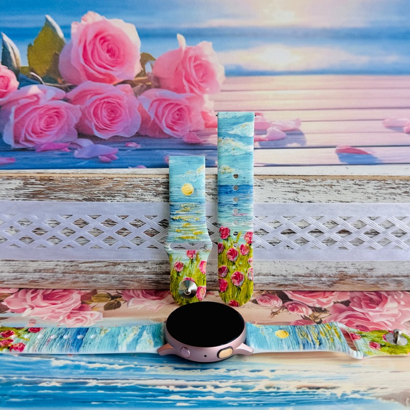 Coastal Bloom Print Silicone Band For Samsung Watch
