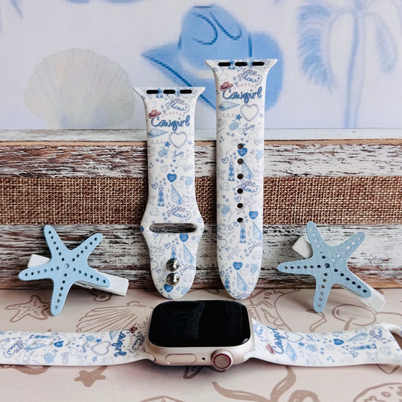 Coastal Cowgirl Print Silicone Band For Apple Watch