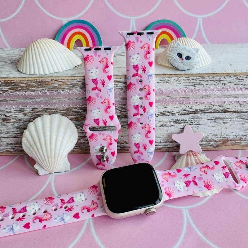 Meowmaid Magic Print Silicone Band For Apple Watch