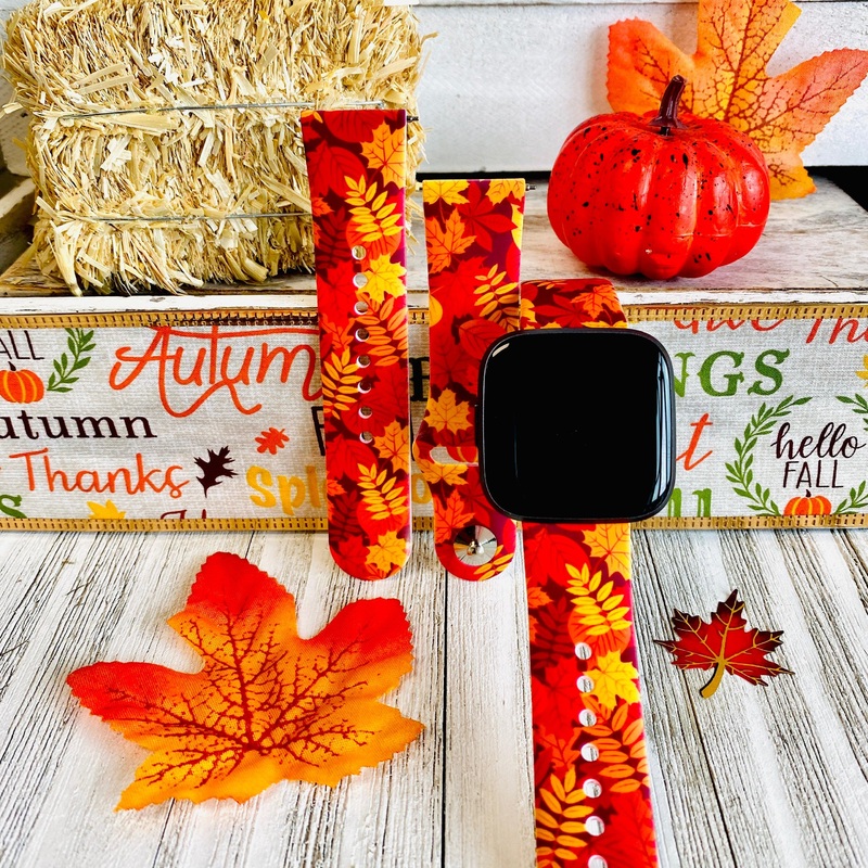 Autumn Leaf Print Silicone Band For Fitbit Versa 1/2