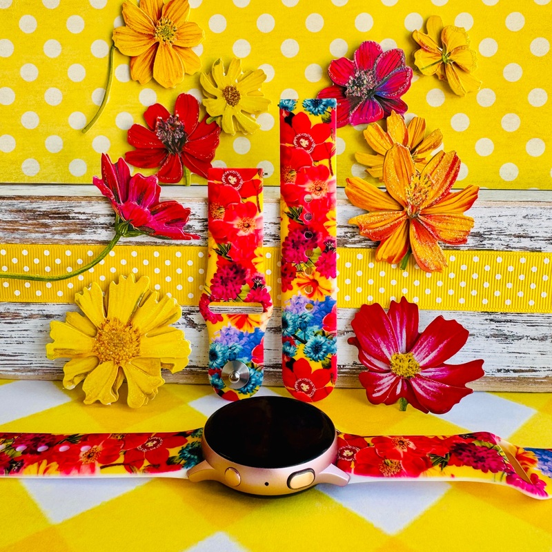 Color Me Floral Print Silicone Band For Samsung Watch