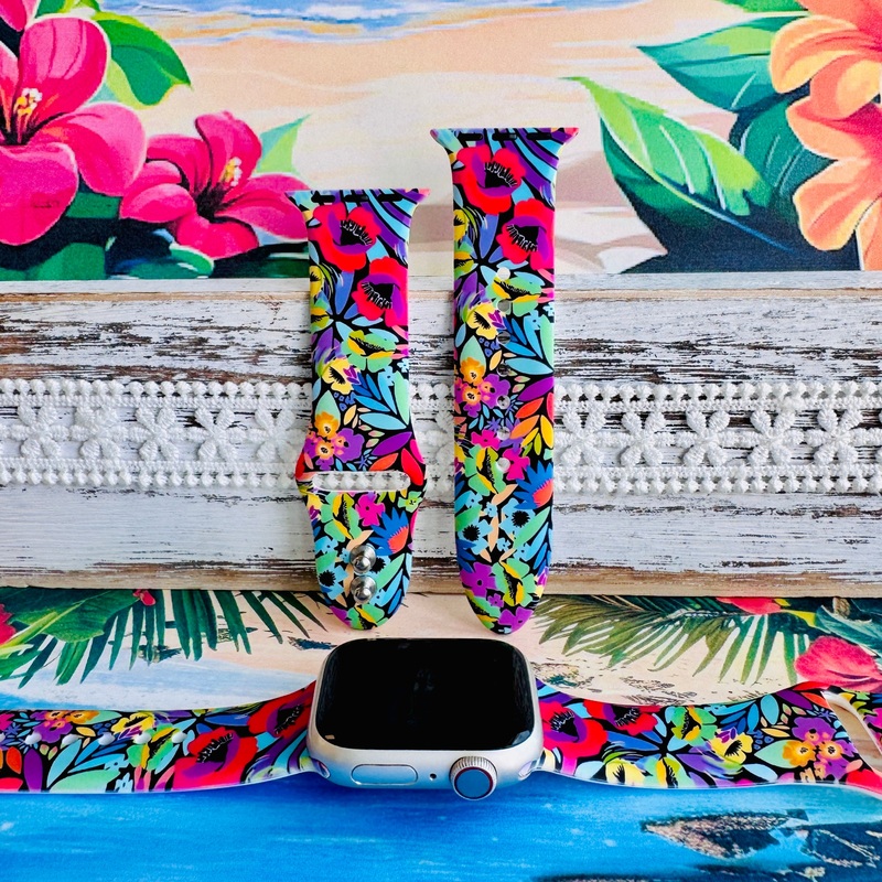 Electric Paradise Print Silicone Band For Apple Watch