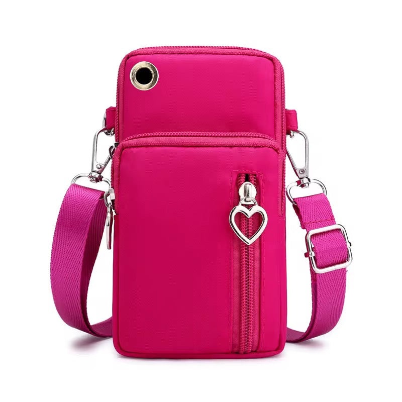 Jet Set Go Solid Color Nylon Crossbody Phone Purse Multiple Colors Available Jetsetter Pink